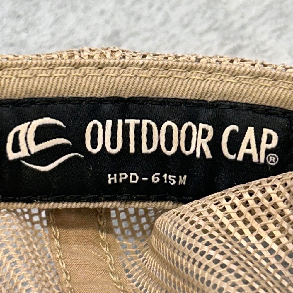 Hook Line & Sinker Leather Patch Mens Brown Tan Outdoor Cap Trucker Hat OSFM - Picture 10 of 11
